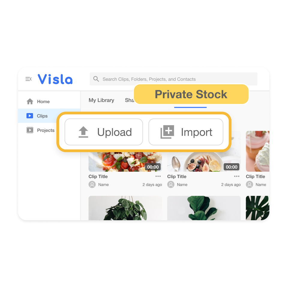 Mark clips as Private Stock to organize footage for your corporate announcement video